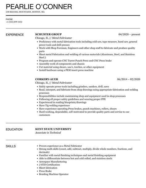 metal fabrication resume examples|metal fabricator job description resume.